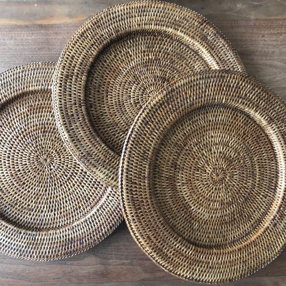 Three Vintage Inspired Wood Chargers